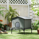 PawHut - Maison pour chat d’extérieur, isolée et imperméable avec base surélevée - gris-Surélevé à 18,5 cm du sol pour garder les animaux au sec 
