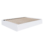 Nexera - Lit Queen tiroirs, Blanc-3 tiroirs montés sur des glissières métalliques peuvent être installés à gauche ou à droite du lit, à votre convenance
