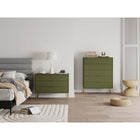Manhattan Comfort - Dumbo commode moderne et commode haute 5 tiroirs - vert olive - ensemble de 2-Comprend 8 tiroirs à extension totale conçus avec des lignes verticales texturées en relief