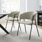 Modway - Nella Rembourré Chenille à bruyère Chaises de salle à manger Ensemble de 2 - Noir taupe-Pieds métalliques effilés