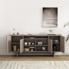 Manhattan Comfort - Buffet moderne Ella 180 cm - Mocha-Des pieds de luge rectangulaires épais de 17,5 cm offrent stabilité et une touche moderne et unique à une base de luge classique