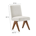 Modway - Lyra Tissu Boucle Fauteuil d’appoint de la salle à manger Ensemble de 2 - Ivoire-Cadre en contreplaqué, pieds en caoutchouc