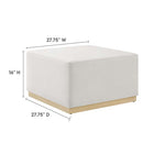 Modway - Tilden Grand velours de performance carré de 28 pouces Rembourré Ottoman - Albâtre naturel-Tissu résistant aux taches