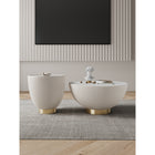 Manhattan Comfort - Ensemble de 2 tables : table basse Anderson moderne 71,5 cm et table d’appoint 46,8 cm - Crème-Magnifique plateau de table en céramique effet marbre
