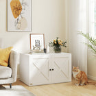PawHut - Enclos pour bac à litière pour chat, salle de bain cachée avec portes - blanc-Porte spécialement conçue pour chat pour un accès facile 