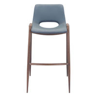 Zuo - Desi Tabouret de bar - Gris azur/Noyer - Ensemble de 2-Rembourrage moelleux et confortable
