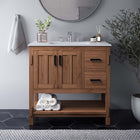 Modway - Ashlyn 36" Vanette de salle de bain - Blanc noyer-Étagères et tiroirs spacieux