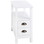 HOMCOM - Table d’appoint mince avec 2 tiroirs et étagère de rangement - blanc-Le style moderne met en valeur la décoration de votre maison 