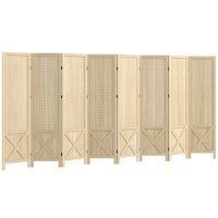 HOMCOM - Cloison de séparation autoportante à 8 panneaux avec présentoir à panneaux perforés pour bureau à domicile - bois naturel-Le design à huit panneaux crée un espace personnel ou divise facilement les grandes pièces  
