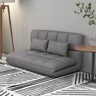 HOMCOM - Canapé paresseux de sol pliable et réglable avec 2 coussins - gris-Le tissu en lin respirant résiste au boulochage, aux plis et à la déformation 