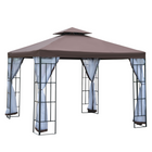 Outsunny - Pavillon de jardin 10 pi l x 10 pi L pare-soleil d’extérieur portable avec moustiquaire - café-La structure en acier avec revêtement en poudre résiste à l’écaillage, au pelage, à la rouille et à la corrosion