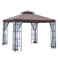 Outsunny - Pavillon de jardin 10 pi l x 10 pi L pare-soleil d’extérieur portable avec moustiquaire - café-La structure en acier avec revêtement en poudre résiste à l’écaillage, au pelage, à la rouille et à la corrosion