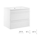Modway - Render Support mural de 24" Vanette de salle de bain - Blanc blanc-Conception murale