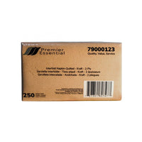 Premier - Serviette Interfold essentielle estampée 2 épaisseurs - 7.87 po x 6.5 po - Kraft - Paquet de 24-Conçu pour les distributeurs à haute efficacité afin de réduire les déchets et améliorer l'hygiène
