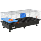 PawHut - Cage pour lapin, cochon d’Inde, furet, rat, hamster 47 po L - noir-Optimal pour un petit lapin, chinchilla, cochon d’Inde et autres petits animaux de taille similaire 