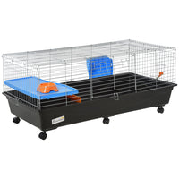 PawHut - Cage pour lapin, cochon d’Inde, furet, rat, hamster 47 po L - noir-Optimal pour un petit lapin, chinchilla, cochon d’Inde et autres petits animaux de taille similaire 