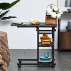 HOMCOM - Bureau debout mobile - 31,5 po L x 15,75 po l x 32,25 po H - marron-Facile à déplacer grâce à quatre roulettes à déplacement fluide et freins permettant de maintenir cette table de canapé en place 