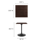 Modway - Lippa 24 po Carré Bois Table à manger, Noyer cerisier noir-Table en MDF