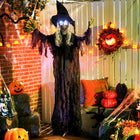 Outsunny - Sorcière animée à suspendre de 6pi - décorations d'Halloween-Des effets sonores et lumineux dynamiques créent une atmosphère immersive et terrifiante pour Halloween 