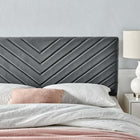 Modway - Alyson Chenal angulaire touffé Performance Velvet Tête de lit complète / Queen, Charbon de bois-Tissu résistant aux taches durable