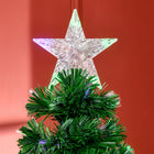 HOMCOM - Arbre de Noël 6 Pieds à Fibres Optiques LED Artificiel Pré-illuminé-Comprend une décoration en forme d'étoile attachée à l'arbre ajoutant une lueur de festival à votre maison 