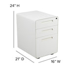 Flash Furniture Classeur ergonomique à verrouillage mobile à 3 tiroir suspendu pour dossiers juridiques et lettres, blanc-Conçu pour s'adapter sous la plupart des tables et des bureaux