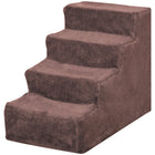 PawHut - Escalier pour animaux à 4 marches, escalier pour chat, pour grimper sur le lit - brun-Fabriqué avec un tissu peluche doux pour le confort de votre animal 