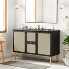 Modway - Chaucer 48" Vanité de salle de bain à un seul lavabo - Noir noir-Boutons d’armoire en métal