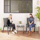 Outsunny - Ensemble bistro de patio 3 pièces avec chaises empilables et table-Le dessus de table SPC texturé en pierre améliore l'esthétique du patio 