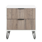Manhattan Comfort - Table de nuit moderne DUMBO 20,07" à 2 tiroirs - Blanc et gris rustique-Moderne-contemporain avec une touche de glamour - Table de nuit pour chambre et salon