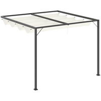 Outsunny - Pergola gazebo d’extérieur 10 pi l x 10 pi L avec auvent rétractable - blanc crème-Design ouvert et spacieux - faites beaucoup de choses dans la pergola