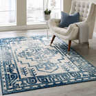 Modway - Reflect Nyssa Géométrie Géométrique Aztèque du Sud-Ouest Tapis intérieur/extérieur 5 pi l x 8 pi L - Ivoire et bleu-Dessous en caoutchouc de prise