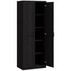 HOMCOM - Armoire de rangement 63 po avec étagères réglables - noir-L'étagère à 5 niveaux offre beaucoup d'espace pour les casseroles, les poêles, les produits secs ou les appareils électroménagers 