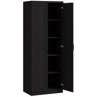 HOMCOM - Armoire de rangement 63 po avec étagères réglables - noir-L'étagère à 5 niveaux offre beaucoup d'espace pour les casseroles, les poêles, les produits secs ou les appareils électroménagers 