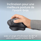 Logitech - Souris trackball sans fil MX Ergo S Plus - Graphite-Profilée pour votre main: souris MX Ergo S certifiée par les ergonomes pour plus de confort, design ergonomique profilé, angle d'inclinaison de 20 degrés et prise en main douce en caoutchouc, mains de taille moyenne à grande