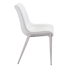 Zuo - Magnus Chaise de salle à manger - Blanc/Argent - Ensemble de 2-Dimensions: 23,6 po L x 21,3 po L x 35,4 po H