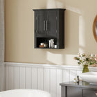 kleankin - Armoire murale de salle de bain avec étagère - noir-L’étagère réglable permet de ranger des objets plus grands, sans se soucier de leur adaptation
