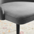 Modway - Adorn Touffe Performance Velvet Fauteuil d’appoint de salle à manger - Gris-Jambes noires effilées