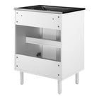 Modway - Calla 24" perforé Métal Vanette de salle de bain - Noir Blanc-Construction en panneaux de particules