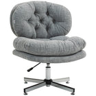 HOMCOM - Chaise de bureau sans accoudoirs avec siège large et épais, rembourré - gris-Dossier courbé et capitonnage à boutons apportent une touche élégante et stylée à votre espace de travail