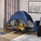 PawHut - Lit pour animaux surélevé rafraîchissant avec auvent pour chiens taille XL - 48 po L x 36 po l x 43 po H - bleu foncé-Doté d'un cadre en acier léger, ce qui le rend très durable 