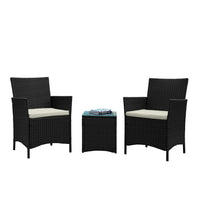Manhattan Comfort - Ensemble de salon de patio moderne Imperia pour 2 personnes avec table d’appoint - gris et crème - ensemble de 3 pièces-Ensemble de patio moderne 3 pièces avec 2 fauteuils et 1 table d’appoint