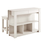Modway - Meadowbrook 3 pièces Îlot de cuisine et ensemble de tabouret, Érable blanc-Assemblée requise