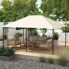 Outsunny - Remplacement de toit de gazebo 10 pi L x 13 pi l avec évents et trous de drainage (COUVERTURE SUPÉRIEURE SEULEMENT), blanc crème-Polyester avec revêtement PA, protection UV30+