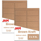 JAM Paper Étiquettes postales lisses, 4 x 2 po, papier kraft brun, 10 par page, 240 par paquet-Brun kraft