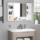 Kleankin - Organisateur de rangement mural pour salle de bain avec miroir et étagères - blanc-Étagères de rangement spacieuses répondant à différents besoins 