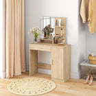 HOMCOM - Coiffeuse avec miroir - 35,4 po L x 15 po l x 54,3 po H - bois naturel-Étagères réglables à l'intérieur de l'armoire pour différents besoins de rangement 