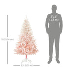 HOMCOM - Arbre de Noël artificiel de 5ft décoration maison ouverture automatique - Rose-450 pointes d'arbres offrent amplement d'espace pour les ornements décoratifs 