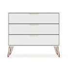 Manhattan Comfort - Rockefeller commode 3 tiroirs style milieu du siècle 35,24" - blanc - lot de 2-Option pour accueillir un meuble TV jusqu'à 32", avec une capacité de 5 kg par étagère