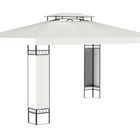 Outsunny - Pavillon d’extérieur 10 pi l x 13 pi L - toit double, auvent pour terrasse - blanc-Pavillon spacieux en métal avec moustiquaire et volants